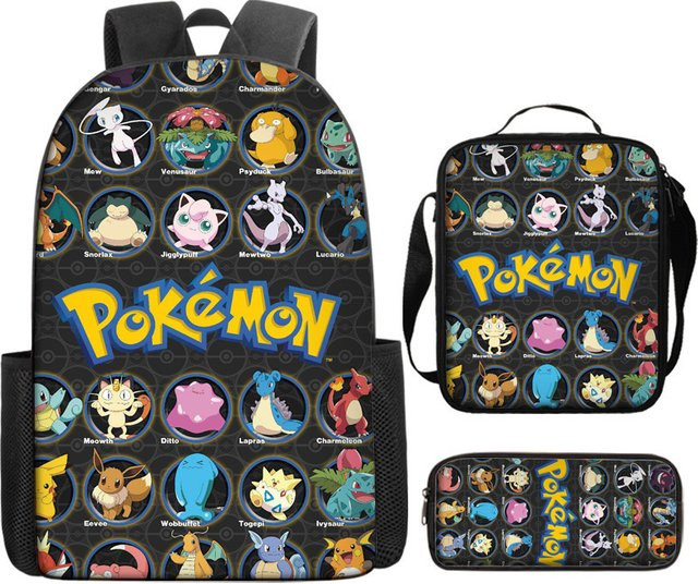 Bandai Pokemon Pikachu Schulranzen, 3-teiliges Set, Rucksack, Laptoptasche - Bild 1