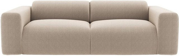 Maison Céphy Sofa Pogni in Beige mit Samt-Stoff und Armlehnen, Breite: 205 cm