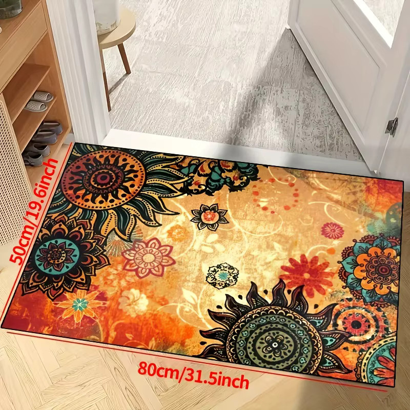 VIKAMA Druckteppich mit Blumendruck für Wohnzimmer, Eingangsbereich oder Nachttisch - Bild 2