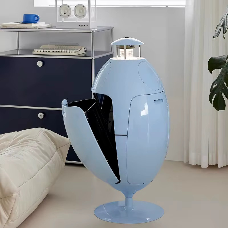 Idosliving Dinosaurier-Ei-Mülleimer aus Kunststoff, rotierender Aufbewahrungsbehälter in Weiß oder Blau - Bild 2