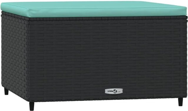 vidaXL Gartenhocker aus Polyrattan mit Kissen in Schwarz und Blau - Bild 1