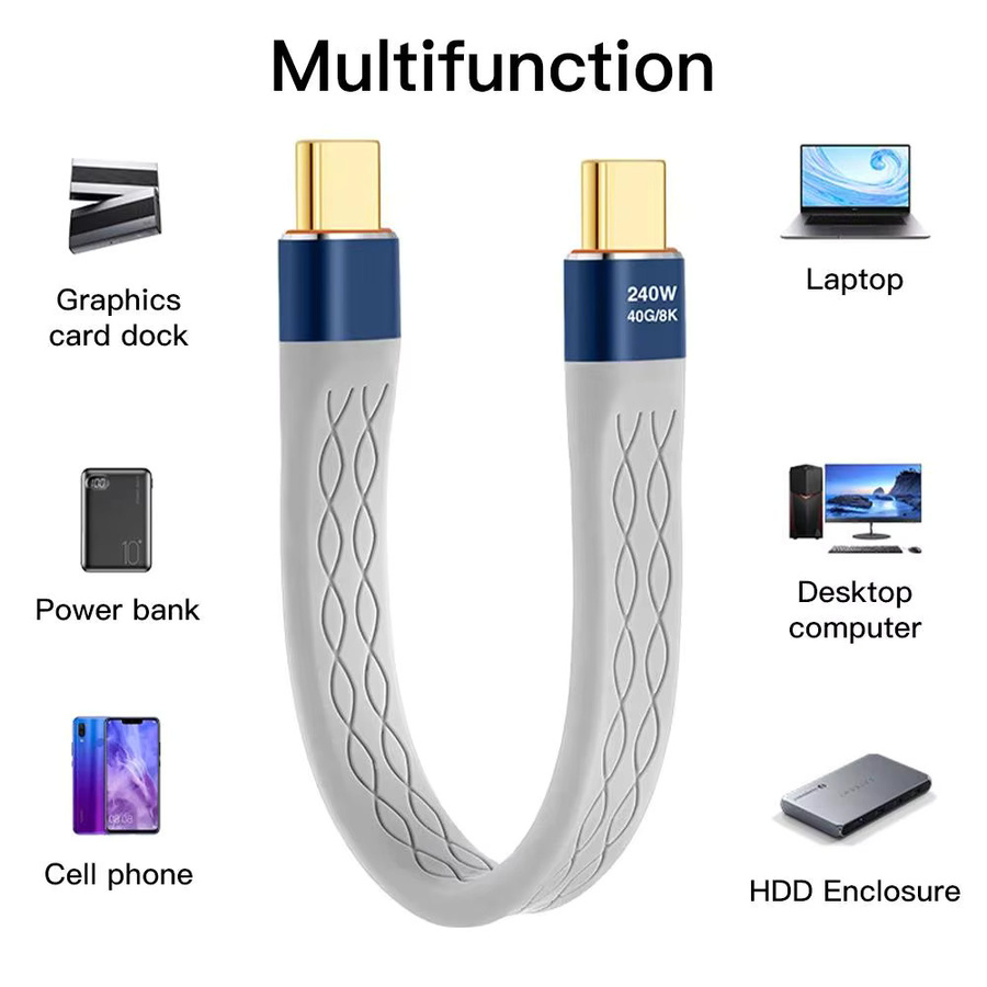 PD 240W 5A USB-C zu USB-C Schnellladekabel mit USB 4.0 Gen3 40Gbps und Thunderbolt 3 Unterstützung für 8K@60Hz FPC Datenkabel für Samsung und Xiaomi - Bild 2