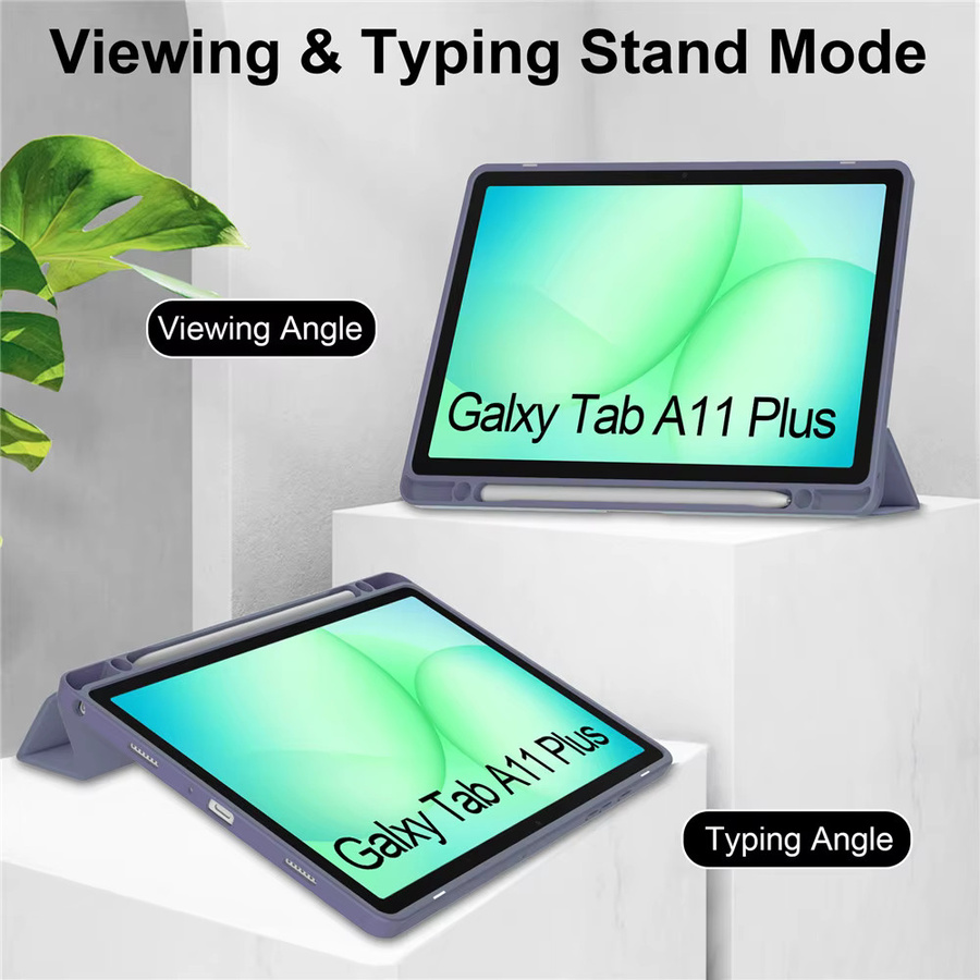 Smart Stand Acryl Schutzhülle für Samsung Galaxy Tab A11 Plus 11 Zoll 2025 mit Stifthalter in Lavender - Bild 3