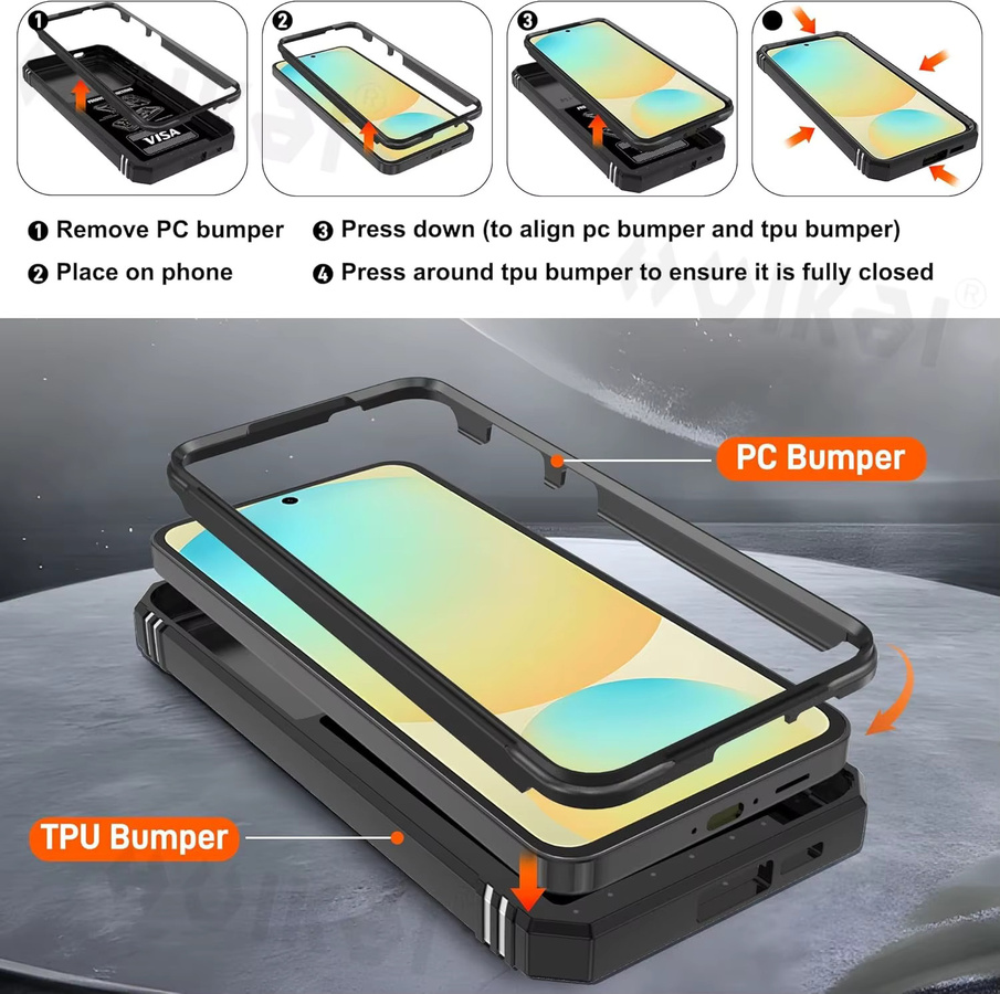Robuste Schutzhülle von Huikai für Samsung Galaxy S25 FE S25 Ultra S24 S23 S22 A17 A56 A36 A16 mit Kamera-Objektivschutz und Slide-Funktion in Schwarz oder Grün - Bild 2