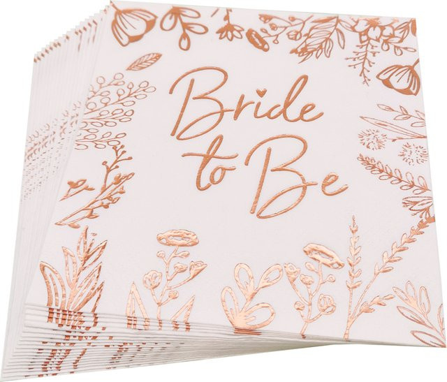 Goldene Braut-Papierservietten für Brautparty, Junggesellinnenabschied und Hochzeitsfeier, 1 Packung, 33 x 33 cm - Bild 1