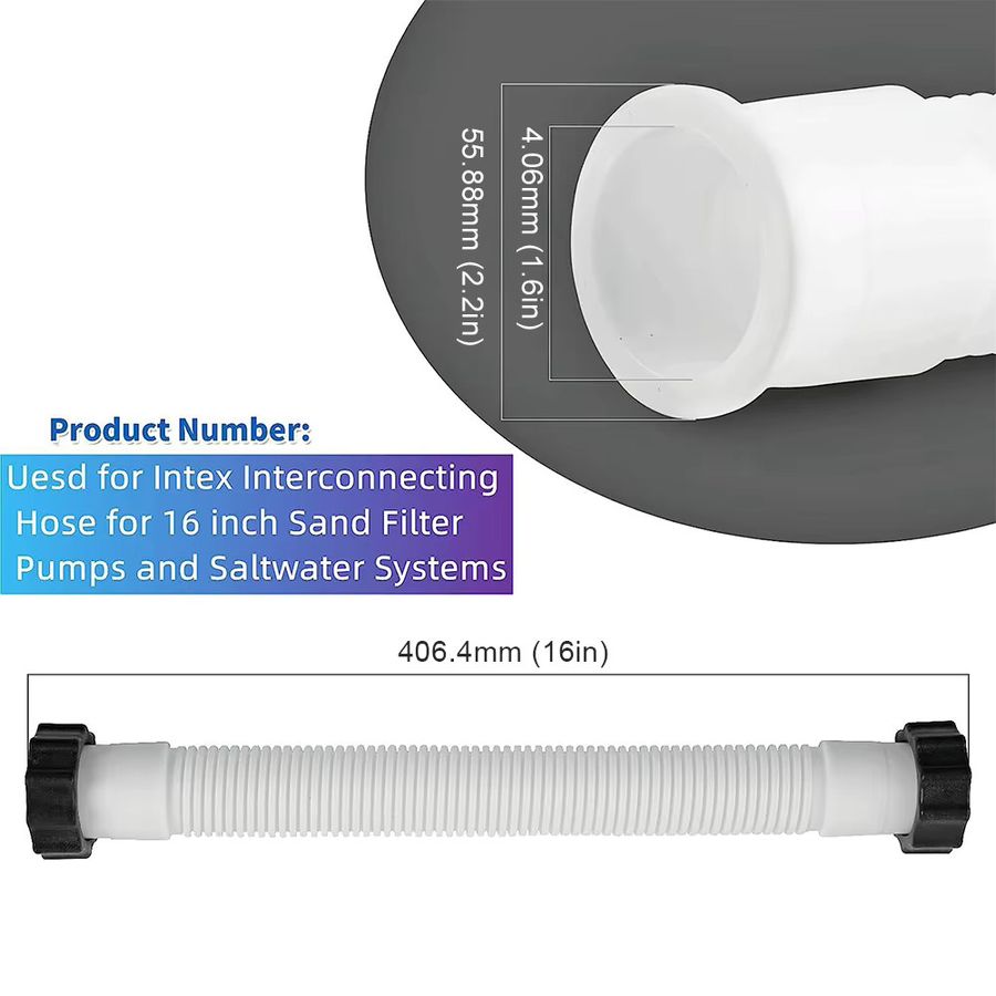 MOJOYCE Poolfilter-Pumpenschlauch 16 Zoll Ersatzschlauch für Intex Sandfilterpumpen und Salzwassersysteme - Bild 5