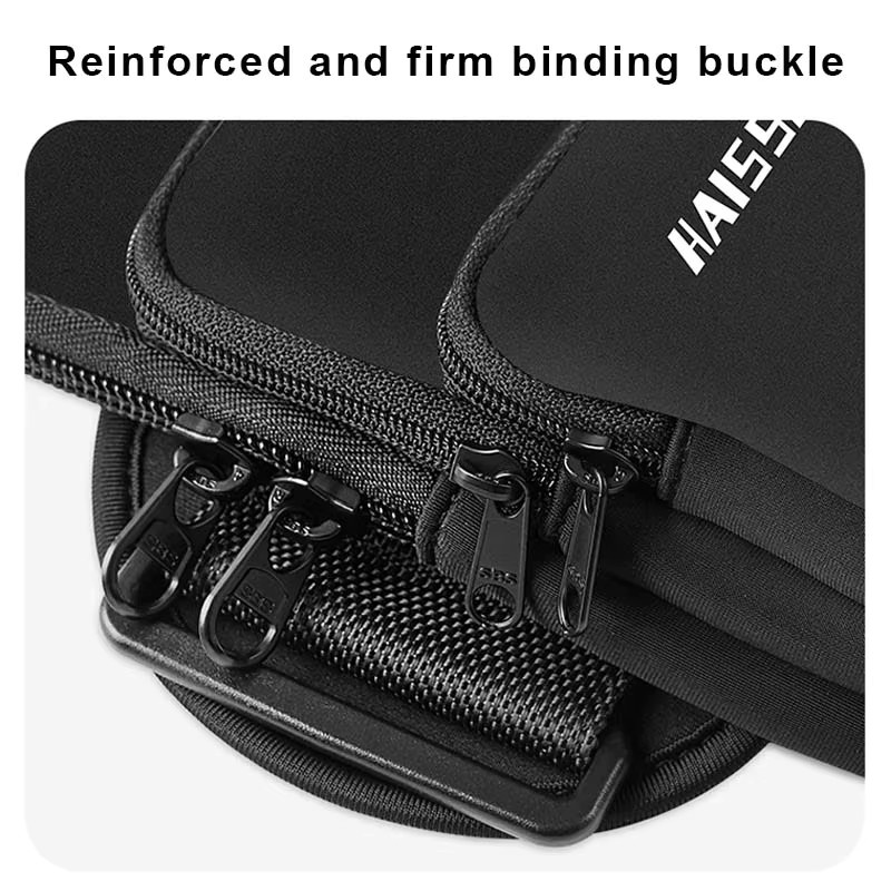 HAISSKY Fitness Armbandtasche mit 3 Reißverschlusstaschen für iPhone 17 16 15 14 13 Pro Max, Farbe: Schwarz - Bild 6