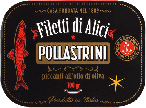 Pollastrini Sardellenfilets in Olivenöl mit Chili 100 g - Bild 1