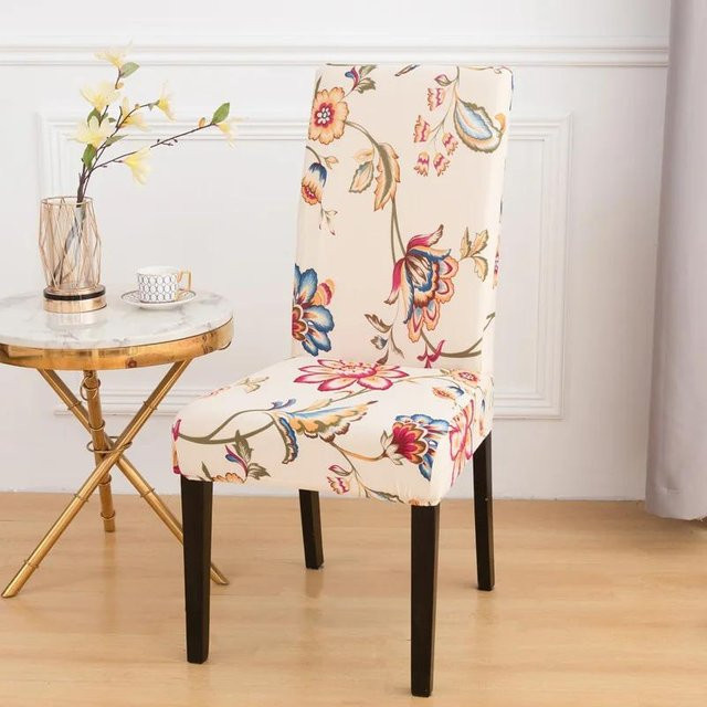 6er Set dehnbare Stuhlbezüge von Yiran Furniture mit grafischem Print in Multicolour für Esszimmerstühle - Bild 1