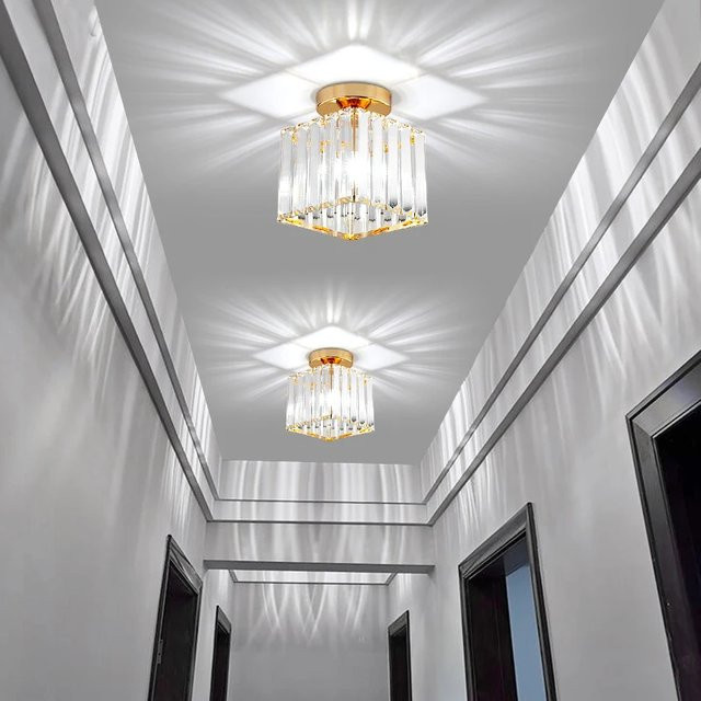 TRAZOS Kristall-Deckenleuchte in Gold/Messing für Flur, Balkon und Küche - Bild 1