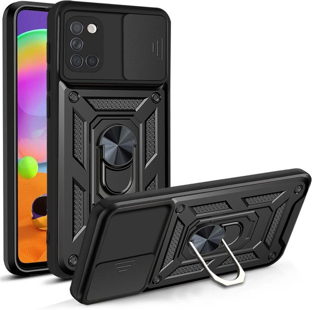 Magnetische Ring Schutzhülle für Samsung Galaxy A31 in Schwarz oder Grün, Stoßfeste Panzerhülle für Android - Bild 1