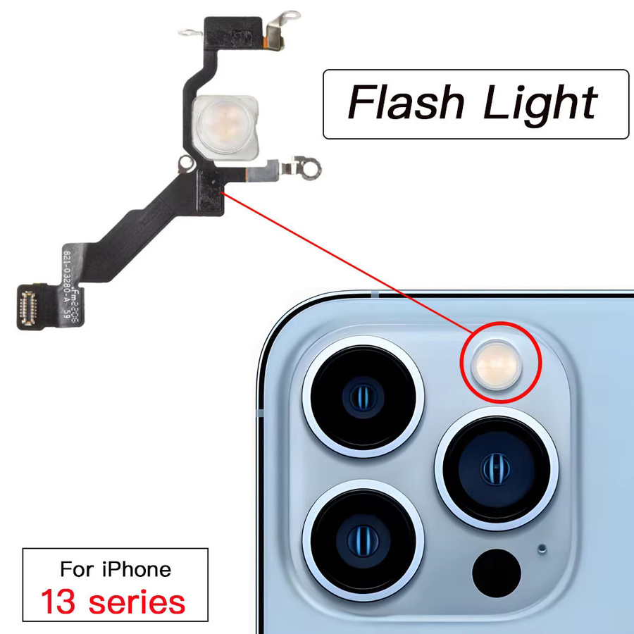 Ersatz-Blitzlicht in Schwarz für iPhone 13 Mini, Pro und Pro Max zur Reparatur - Bild 2