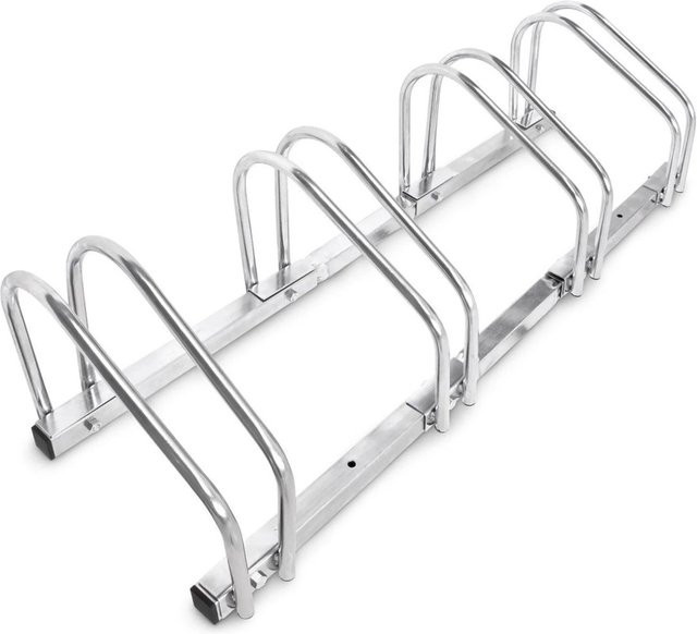 Relaxdays Fahrradständer aus Stahl in Silber für 4 Fahrräder, B/T/H: 100 x 26 x 32 cm - Bild 1