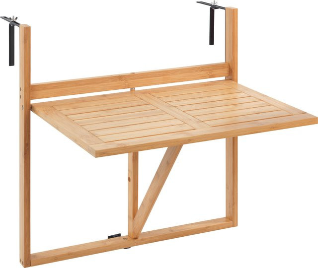 WENKO Waikiki Balkon-Klapptisch aus Bambus, braun, B/T/H: 65 x 30 x 64 cm - Bild 1