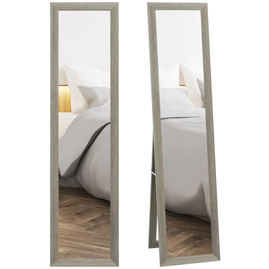 HOMCOM Ganzkörperspiegel in Grau mit antiker Holzmaserung, Wandmontage, B: 37 cm, T: 3,8 cm, H: 157 cm - Bild 2