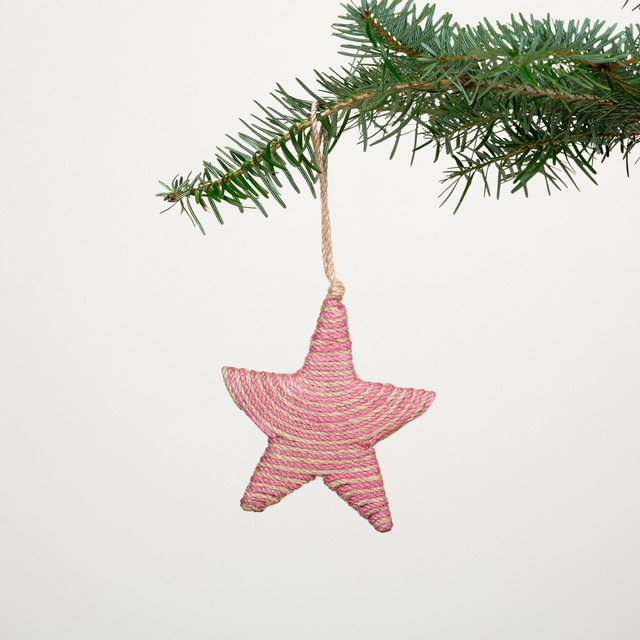 BLUME2000 Weihnachtsanhänger Stern in Pink aus Jute - Bild 1