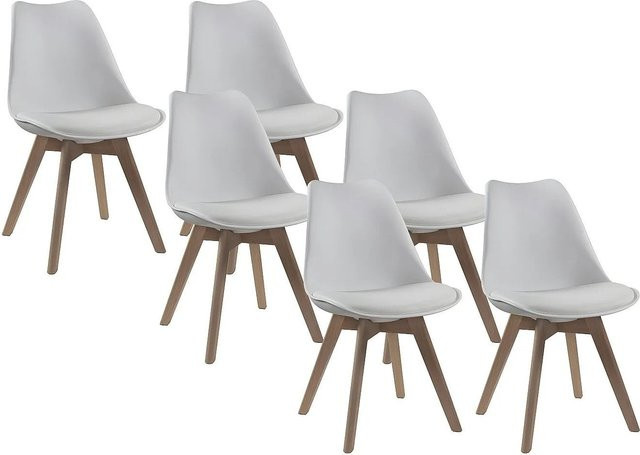 Vente-unique Stuhl Jody in Weiß mit Kunstleder und Buchenholz im Skandinavischen Design - Bild 1