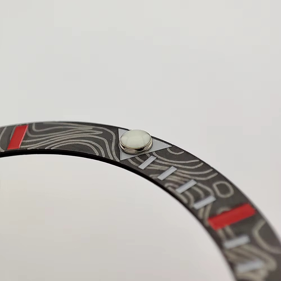 OUMASHI Lünette Einsatz, Keramik, Blau, Carbon Faser Design, 38 mm, Uhrenzubehör - Bild 1