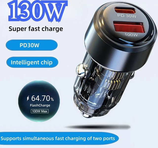 Maerknon 130W PD USB Car Charger Adapter mit USB-C für schnelles Laden von iPhone 15, Xiaomi und Huawei - Bild 1