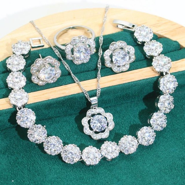 YIRAN Jewelry Schmuck-Set, Silber, Messing, Zirkonia, Unisex - Bild 1