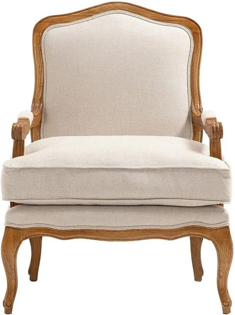 Vente-unique Sessel Mahaux in Beige mit gerader Rückenlehne und Armlehnen aus Eichenholz - Bild 1