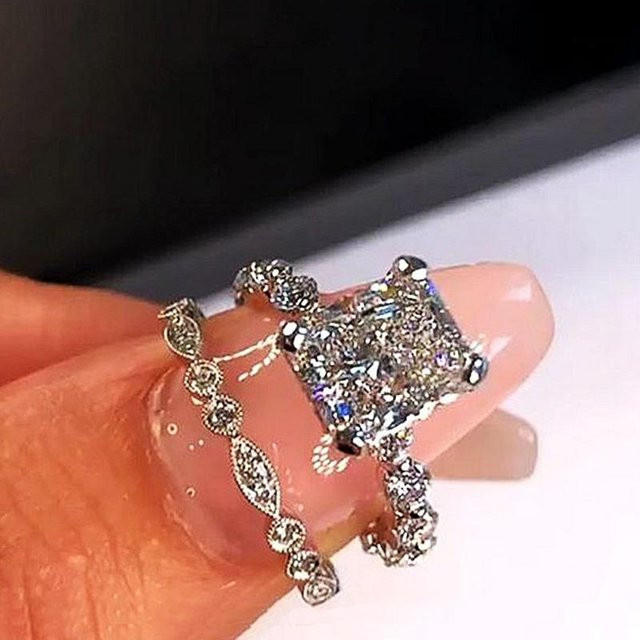 Huitan Ringe Damen, Kupfer, Zirkonia, Weiß - Bild 1