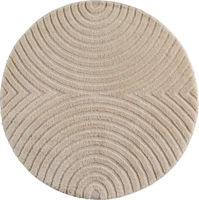 Ayyildiz Kurzflorteppich im Boho-Design, Beige, Rund, Durchmesser: 120 cm - Bild 1