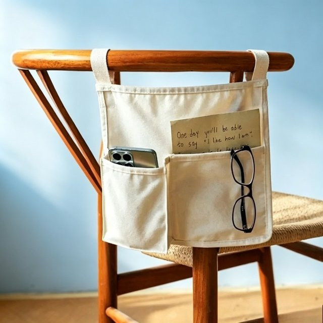 Hängender Stuhlrücken-Aufbewahrungsorganizer mit Mehrfach-Taschen in Weiß für Zuhause und Büro, B/H: 26,0 x 28,0 cm - Bild 1
