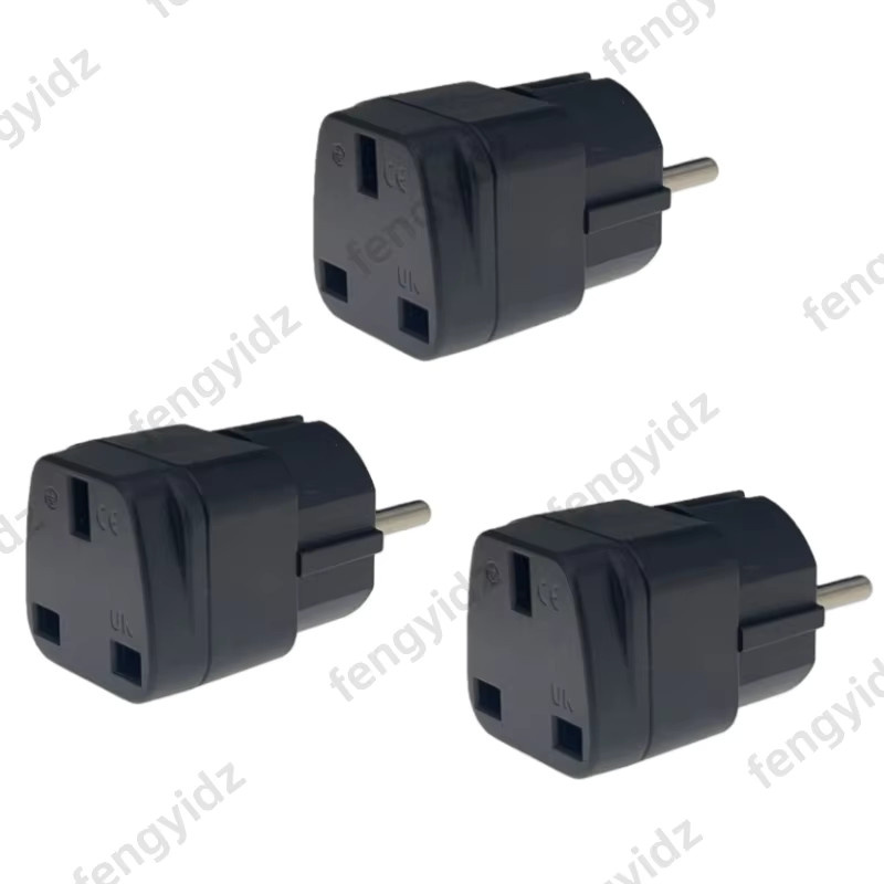 Fengyidz 3-teiliges UK-zu-EU-Steckeradapter Set, Reiseadapter Konverter von England nach Deutschland und Europa, Farbe: Schwarz - Bild 2