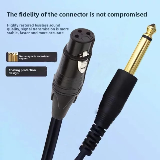 XLR-Mikrofonkabel mit 6,35 mm Klinke auf XLR-Buchse, Dual-Core Audiokabel für Verstärker und Instrumente, Schwarz - Bild 1