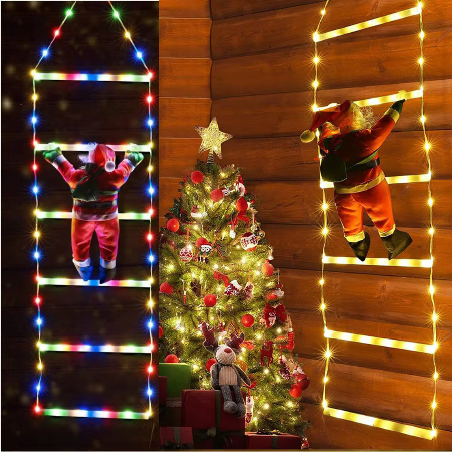 LED Weihnachtsdekoration mit kletterndem Weihnachtsmann in Multicolour, dekorative Leiterlichter für den Innenbereich mit 8 Modi - Bild 3