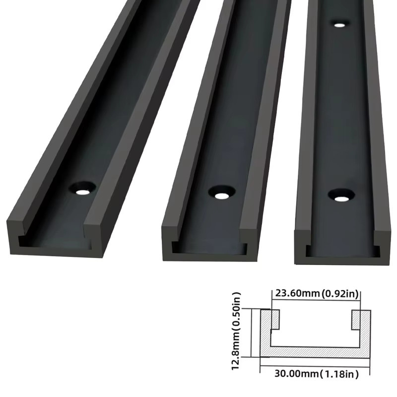 FNICEL 2er Set T30 T-Track Gehrungsschablone aus Aluminium in Schwarz für Router, Tisch und Bandsägen, Länge: 30 cm, 40 cm oder 50 cm - Bild 2