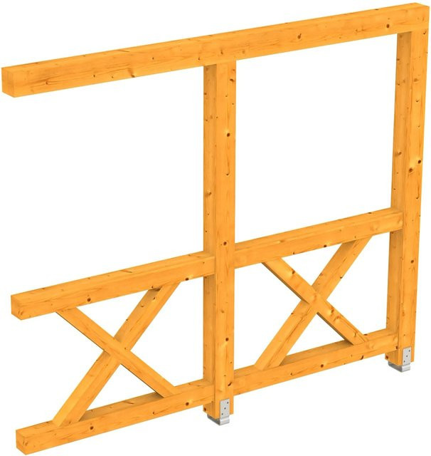 Skan Holz Seitenwand Andreaskreuz aus Fichte und Eiche in Eiche Hell, B/H: 255 x 210 cm - Bild 1