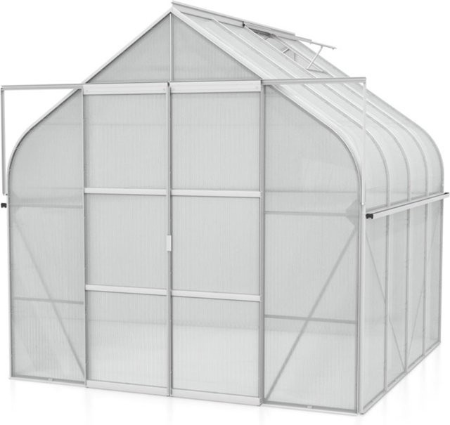 Vitavia Gewächshaus Diana 6700 mit Glockendach, Aluminium eloxiert in Silber, 6,7 m², Polycarbonat 4 mm, inklusive Doppelschiebetür und Dachfenstern - Bild 1