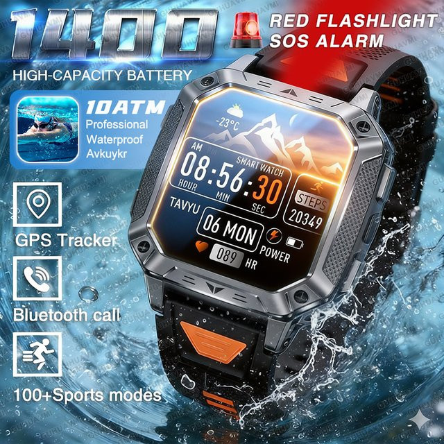 GUHUAVMI Smartwatch, GPS, Schwarz, Silikon, Herren - Bild 1