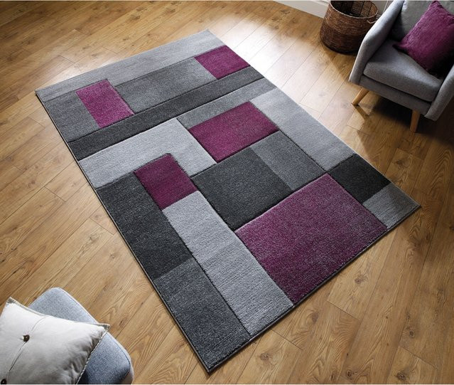 Geometrischer Teppich Kadima Design in Lila-Grau, B: 120 cm, T: 170 cm - Bild 1