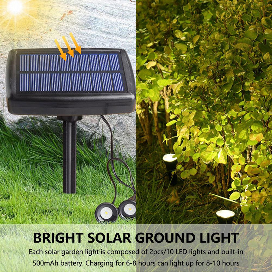 YWZT BEIMT 10er Set Solar LED Gartenstrahler IP65 Wasserdicht Warmweiß Schwarz - Bild 4