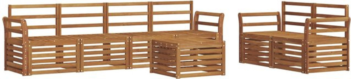7-teilige Outdoor-Sofagarnitur aus Massivholz Akazie in Natur Braun von vidaXL - Bild 1