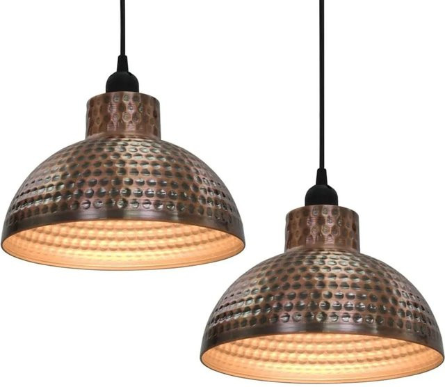 vidaXL Deckenleuchten Set 2 Stück, halbkugelförmig, Kupfer, Metall, E27 - Bild 1