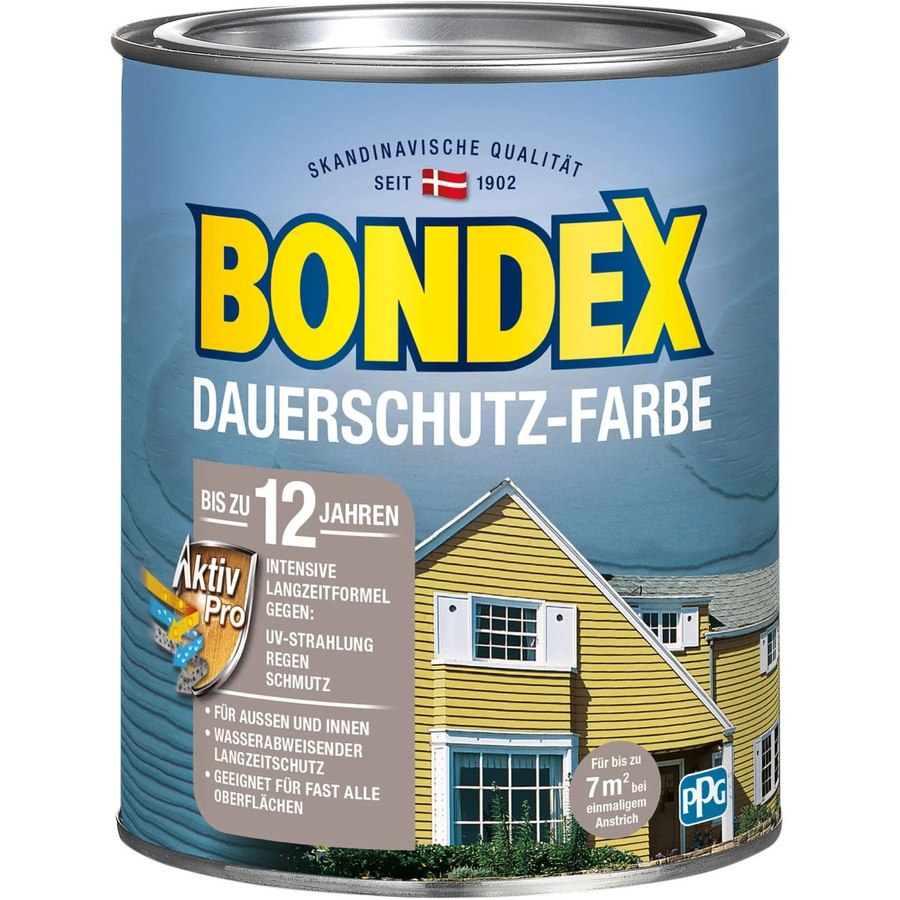 Bondex Dauerschutz-Holzfarbe Anthrazit-Schiefer wasserbasiert 0,75 l - Bild 2