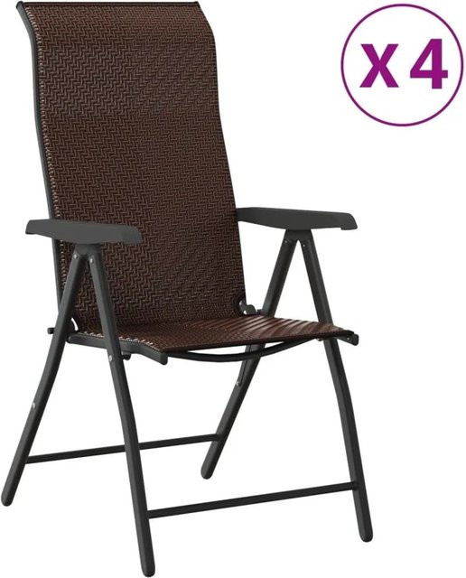 Furnicato Gartenstuhl Set 4er Pack aus braunem PE-Rattan mit Armlehnen und pulverbeschichtetem Stahlgestell, B/T/H: 54,5 x 54,5 x 111 cm - Bild 1