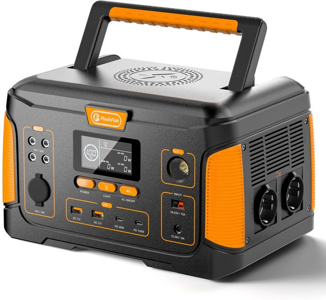 Tragbare Powerstation Flashfish J1000plus in Orange mit 1000W und 932Wh Kapazität sowie 12 Multi-Ausgangsporten - Bild 1