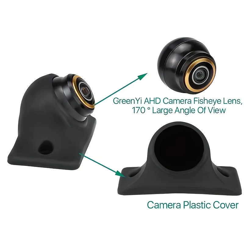 Bileeko Fisheye-Rückfahrkamera in Schwarz mit 1080P Full HD AHD/CVBS, Weitwinkelobjektiv und Einparkhilfelinien für Front-, Seiten- oder Rückansicht - Bild 5
