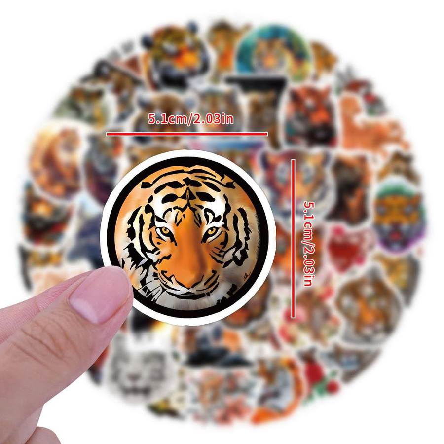 60 Tiger-Cartoon-Graffiti-Aufkleber in Multicolour zum Dekorieren von Notizbüchern, Koffern und Handyhüllen - Bild 2