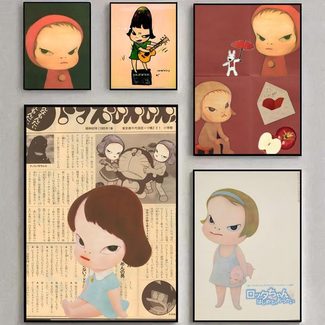 Yoshitomo Nara Anime Poster aus wasserdichter Leinwand in Black9 für deine Wanddekoration - Bild 1