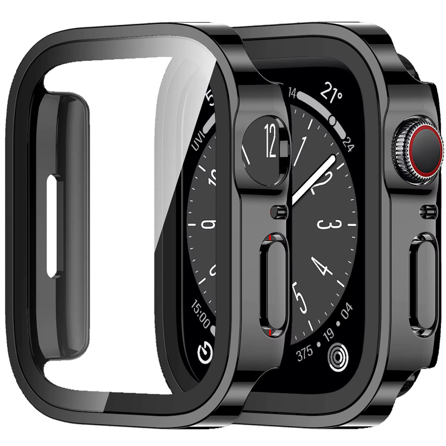 CRESTED Uhrenzubehör Abdeckung + Glas für Apple Watch, Silikon, Schwarz, Unisex - Bild 2