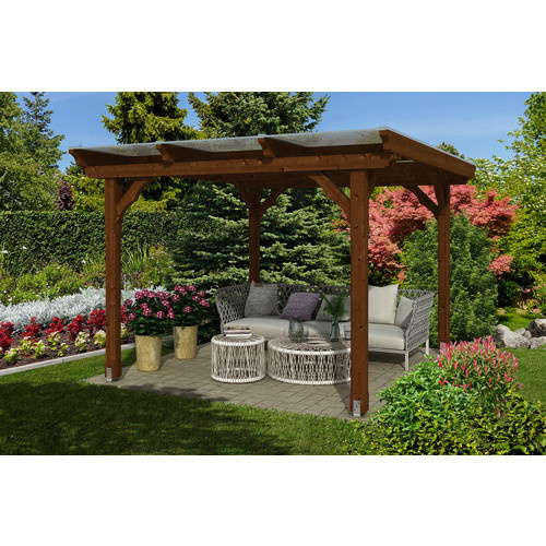 SKANHOLZ Pavillon Marseille Flachdach in Braun mit Polycarbonat-Dach B/H/T: 327 x 236 x 350 cm - Bild 2