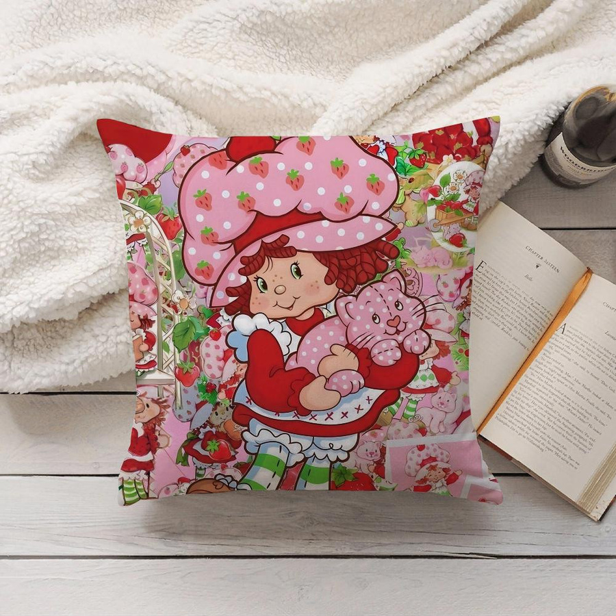 Baby Friends Erdbeere Shortcake Kissenbezug mit Peach Skin Oberfläche, Multicolor, B/T/H: 18 x 18 x 18 cm - Bild 1