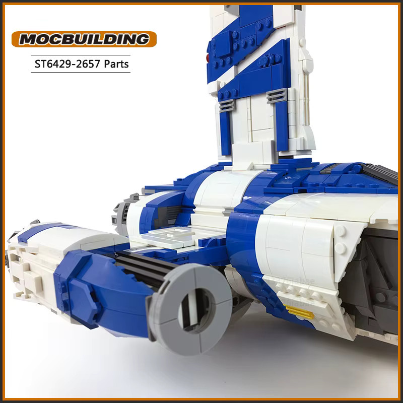 MOCBUILDING Stinger Mantis Weltraum Raumschiff Baustein Set in Blau - Bild 3