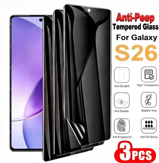 3er-Pack Anti-Spionage Hydrogel-Displayschutz für Samsung Galaxy S26 S25 S24 S23 Ultra S22 S21 S20 Plus und Edge, transparent und kratzfest - Bild 1
